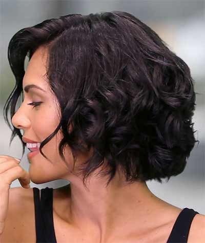 a short wavy hair in black hair color - before